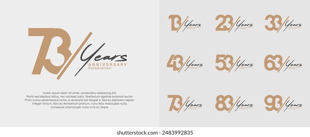 diseño de Vector de logotipo de aniversario con barra oblicua y letra negra color marrón para un día especial