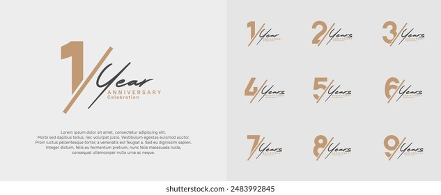 anniversary logotype vector design with slash and black handwriting brown color for special day