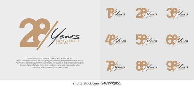 diseño de Vector de logotipo de aniversario con barra oblicua y letra negra color marrón para un día especial