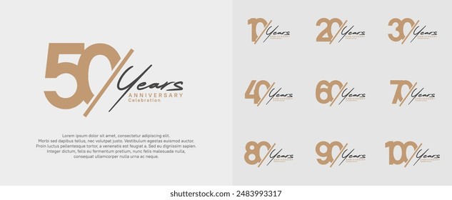 diseño de Vector de logotipo de aniversario con barra oblicua y letra negra color marrón para un día especial