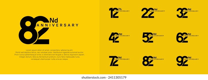 anniversary logotype vector set, black color for celebration purpose