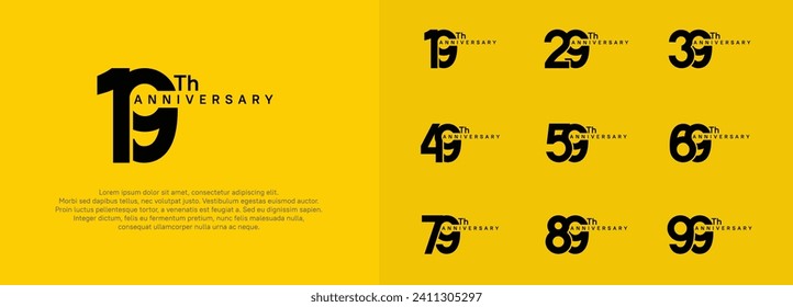 conjunto de vector de logotipo de aniversario, color negro para el propósito de celebración