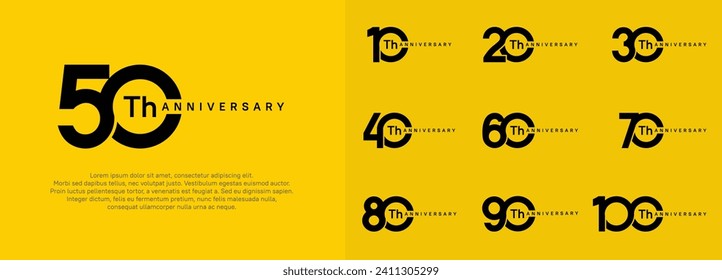 anniversary logotype vector set, black color for celebration purpose
