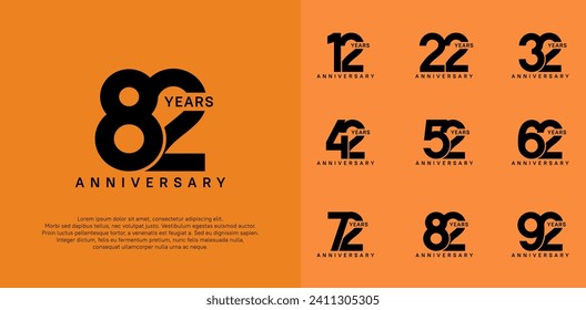 anniversary logotype vector set with black color for special celebration day