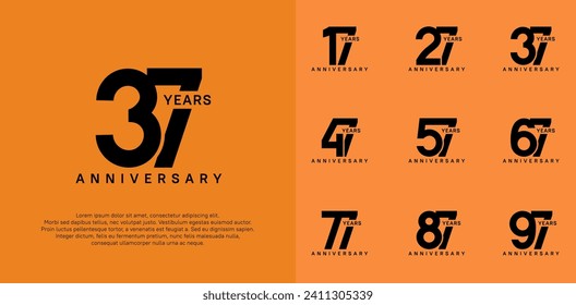 anniversary logotype vector set with black color for special celebration day