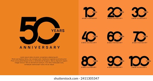 anniversary logotype vector set with black color for special celebration day