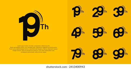 anniversary logotype vector set, black color can be use for special day celebration