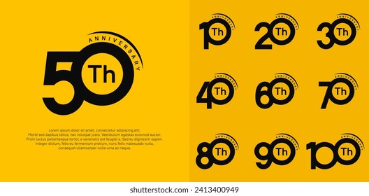 anniversary logotype vector set, black color can be use for special day celebration