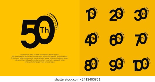 anniversary logotype vector set, black color can be use for special day celebration