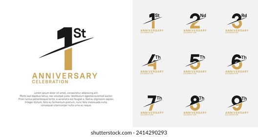 anniversary logotype vector set with black and brown color and slash for celebration day