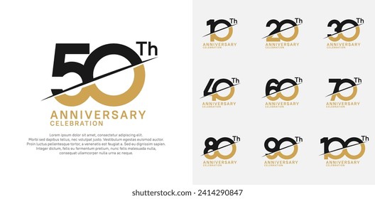 anniversary logotype vector set with black and brown color and slash for celebration day