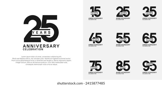 anniversary logotype vector set with black color for special celebration