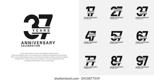 anniversary logotype vector set with black color for special celebration