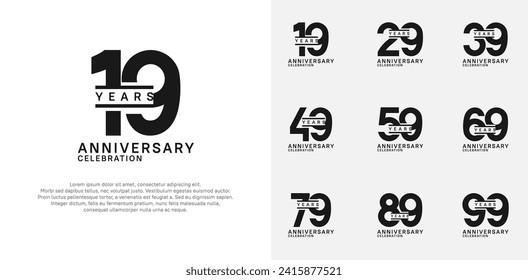 anniversary logotype vector set with black color for special celebration