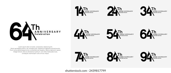 conjunto de vectores de logotipo de aniversario. color negro con barra para el día de la celebración