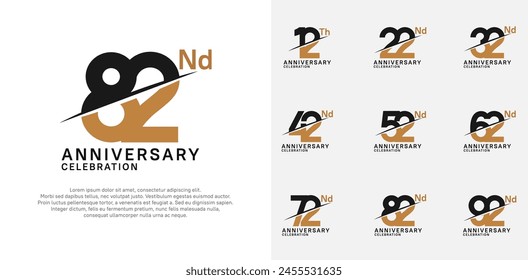 anniversary logotype vector set with black and brown color and slash for celebration day