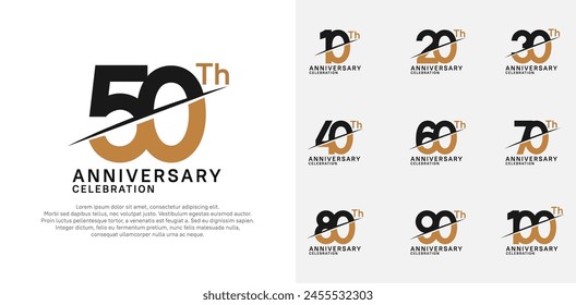 anniversary logotype vector set with black and brown color and slash for celebration day