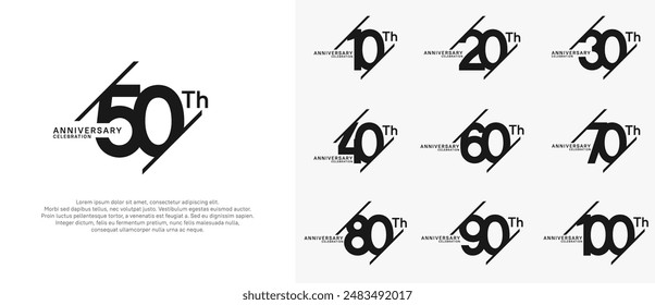 Jubiläums-Logotyp-Vektorgrafik-Set mit Schwarz kann für Feierzwecke verwendet werden