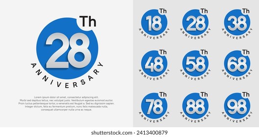 se puede utilizar el vector de logotipo de aniversario con círculo de color azul y número de plata para el momento de celebración
