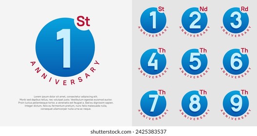 anniversary logotype vector set with blue color circle can be use for celebration moment