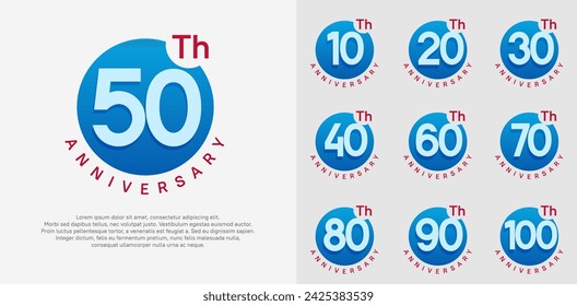 anniversary logotype vector set with blue color circle can be use for celebration moment