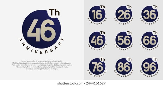 anniversary logotype vector set with blue color circle can be use for celebration moment