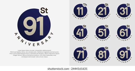 anniversary logotype vector set with blue color circle can be use for celebration moment