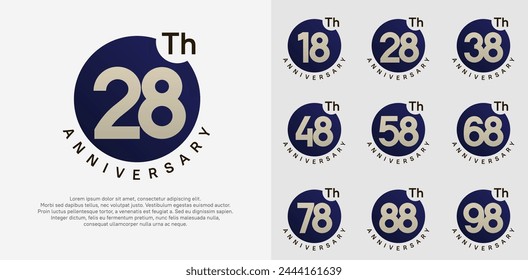 anniversary logotype vector set with blue color circle can be use for celebration moment