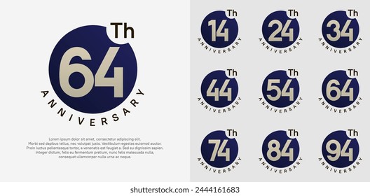 anniversary logotype vector set with blue color circle can be use for celebration moment