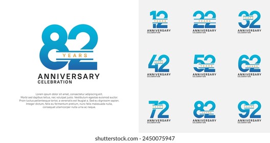 anniversary logotype vector set with blue color for special celebration