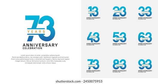 anniversary logotype vector set with blue color for special celebration