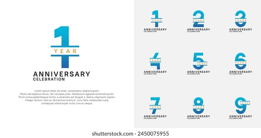 anniversary logotype vector set with blue color for special celebration