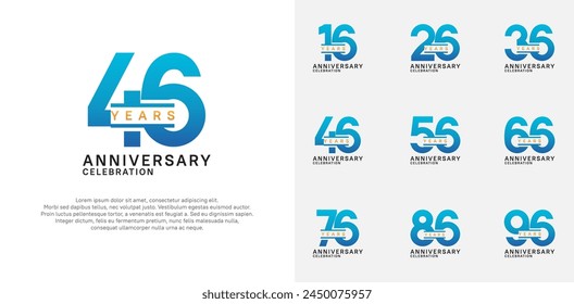 anniversary logotype vector set with blue color for special celebration