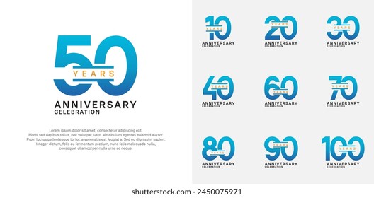 Logotipo de aniversario conjunto de Vector con color azul para la celebración especial