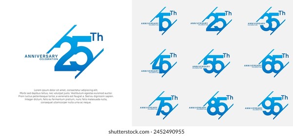 el conjunto de Vector de logotipo de aniversario con color azul se puede utilizar para fines de celebración