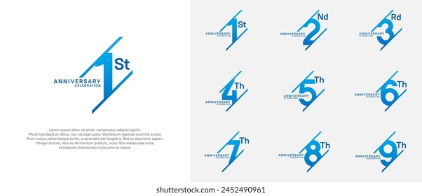 anniversary logotype vector set with blue color can be use for celebration purpose