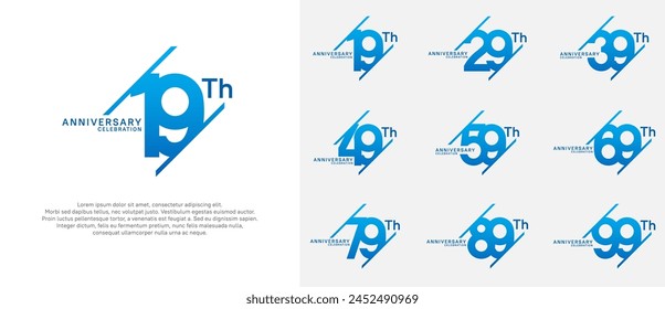 el conjunto de Vector de logotipo de aniversario con color azul se puede utilizar para fines de celebración