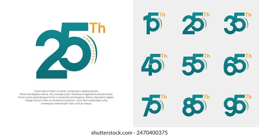 anniversary logotype vector set, blue and orange color can be use for special day celebration