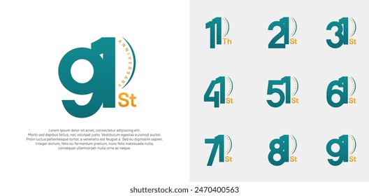 anniversary logotype vector set, blue and orange color can be use for special day celebration