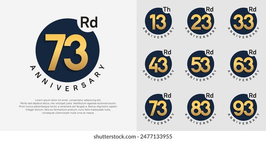 el conjunto de Vector de logotipo de aniversario con círculo de color azul y número de oro se puede utilizar para el momento de celebración