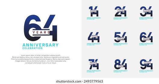 Logotipo de aniversario conjunto de Vector con color azul para la celebración especial