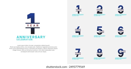 anniversary logotype vector set with blue color for special celebration