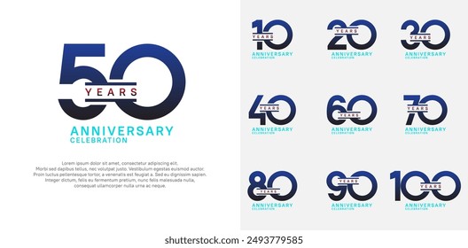 Logotipo de aniversario conjunto de Vector con color azul para la celebración especial