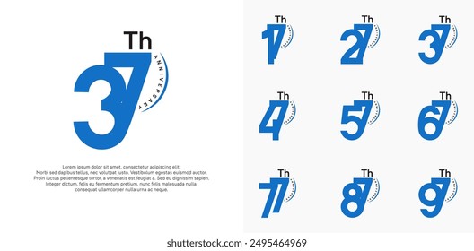 anniversary logotype vector set, blue and black color can be use for special day celebration