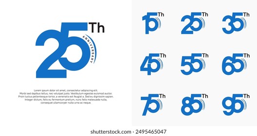 anniversary logotype vector set, blue and black color can be use for special day celebration