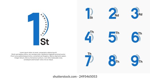 el conjunto de Vector del logotipo del aniversario, color azul y negro se puede utilizar para la celebración especial del día