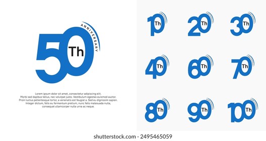 anniversary logotype vector set, blue and black color can be use for special day celebration