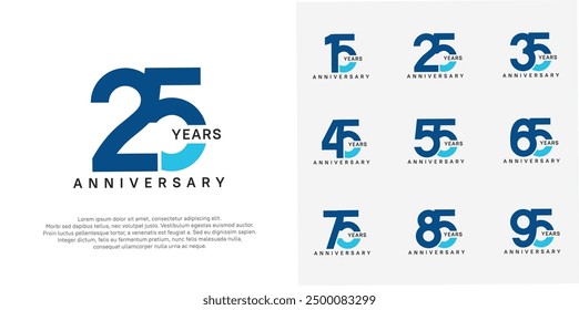 anniversary logotype vector set with blue color for special celebration day