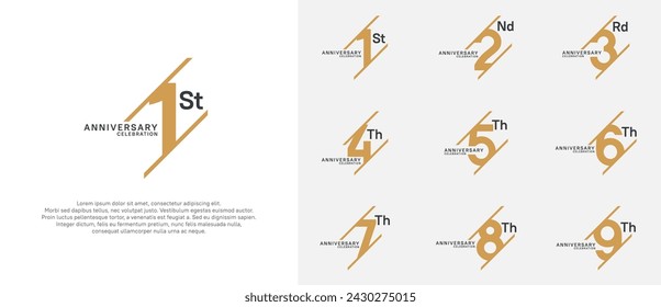 anniversary logotype vector set with brown and black color can be use for celebration purpose