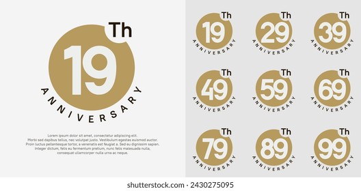 el vector del logotipo del aniversario establecido con el círculo del color marrón se puede utilizar para el momento de la celebración